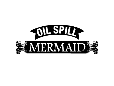 Oil Spill Mermaid Logo WIP black and white logo oil spill