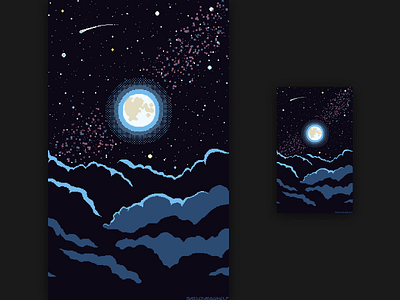 Night Sky & Full Moon pixel art