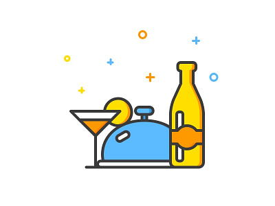 Dinner blue dinner icon line ui yellow