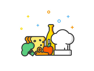 Cooking bread chef cook dinner icon line ui vegetables