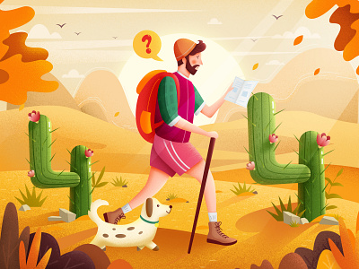 404 page 2d 404page cactus design illustrations ui