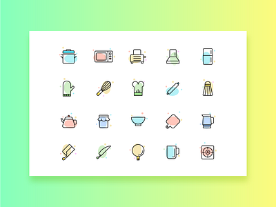 kitchen tools icon colorful kitchen tools linear icon ui