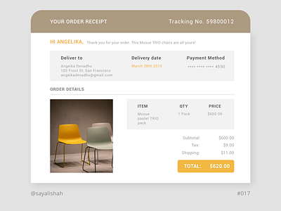 Daily UI #017: Email Receipt daily ui challange email receipt ui 1017 ui desgin