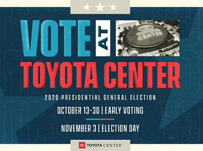 Vote at Toyota Center 2020 branding election general houston illustration presidential retro toyota center vector vintage vote voting