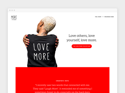 Love More Landing Page clothing ecommerce launch product shop website