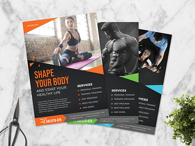 Fitness & Gym Flyer Template ads advertising brochure fitness flyer gym paper print print ad print ads printing template template design