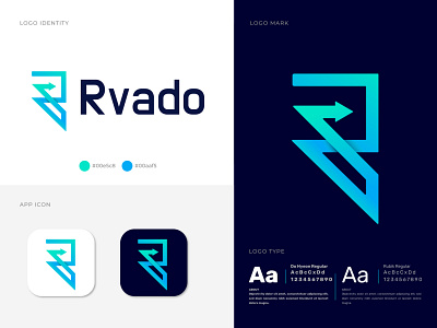 Rvado (R) Letter Branding Logo Design abstract agency app arrow logo branding design concept creative logo letter logo logo designer logo designer for hire logo mark logos logotype modern modern logo r letter r logo symbol technology