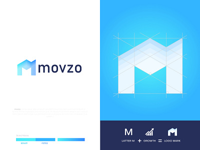 movzo (M) Latter Logo Design Concept abstract abstract design app icon brand identity branding concept creative logo designer gradient growth icon letter design letter logo logo designer logo mark logotype m letter m logo mark marketing success logo