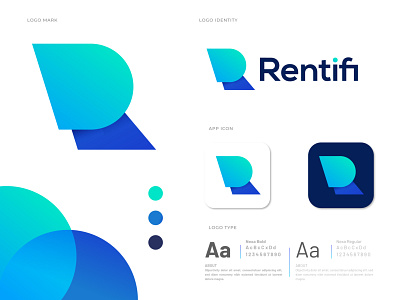 R letter logo design for Rentifi abstract agency app brand identity branding concept corporate creative logo gradient letter design letter logo logo designer logo mark logotype marketing minimalism modern r r letter r mark