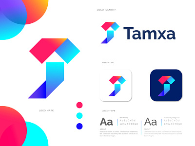 T letter logo design for Tamxa abstract agency app brand identity branding concept creative logo designer gradient letter design letter logo logo designer logo mark logotype marketing minimalism modern t t letter t logo