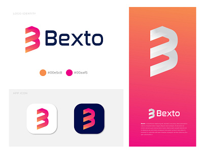 B logo mark - B letter logo design for Bexto abstract agency app b b letter b mark brand identity branding concept corporate creative logo gradient letter design letter logo logo designer logo mark logotype marketing minimalism modern