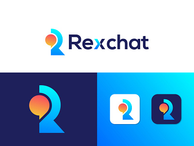 Rexchat Branding Logo Design abstract agency app icon brand identity branding branding design colorful logo creative logo d letter d mark design gradient illustration letter logo logo designer logo mark modern r r logo typography