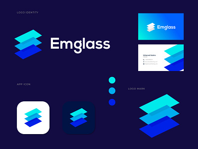 Branding Logo Design for Emglass - E letter logo abstract agency app icon brand identity branding branding design colorful logo creative logo design e letter e logo gradient gradient logo illustration letter logo logo designer logo mark logotype modern logo technology