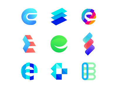 Alphabet Logo Design - letter E agency brand identity branding branding design colorful logo creative logo design e logo gradient illustration letter logo letter logo challenge logo designer logo mark logotype mobail modern modern logo print typogaphy