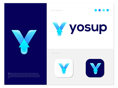 Yosup branding logo design - Y letter logo abstract agency arrow logo brand identity branding branding design colorful logo creative logo design gradient gradient logo letter logo logo concept logo designer logo mark logotype modern logo up logo y letter y logo