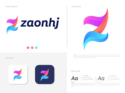 Zaonhj (Z) Latter Logo Design Concept abstract abstract art abstract design agency app icon brand identity branding concept creative logo gradient logo identity designer letter design letter logo logo designer logo mark logotype modern z z logo z mark