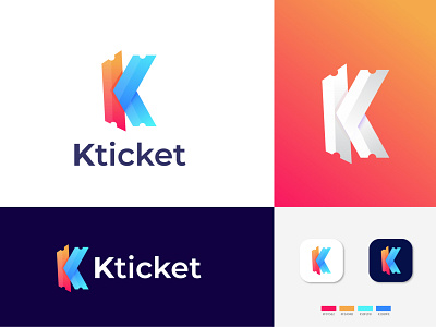 modern K letter logo design for Kticket abstract logo agency branding branding identity branding logo designer colorful logo identity designer illustration k k letter k letter logo k logo logo logo concept logo designer logo idea logo mark modern professional logo