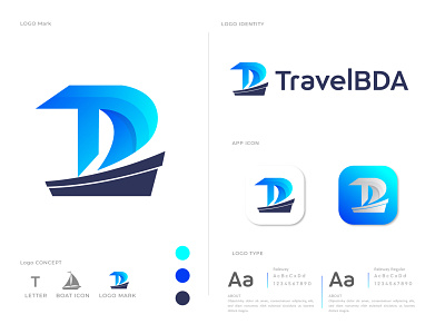 Branding Logo Design For TravelBDA app boat logo brand identity branding branding designer creative logo graphic designer logo logodesigner logos logotype modern logo ship logo t t logo t mark travel agency travel app travel logo typogaphy