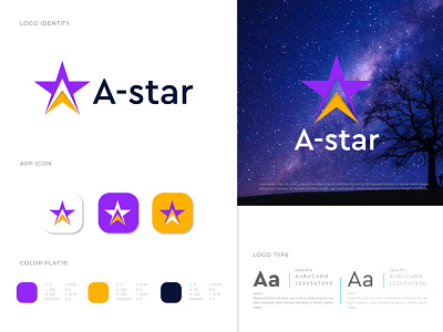 A-star Modern Logo Design (unused) a a logo abstract alphabet brand identity branding design creative logo gradient graphic designer icon letter logo letter logo design logo design logo designer logo mark logotype modern logo star logo typography