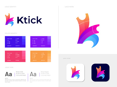 Modern K letter logo design for Ktick abstract logo agency branding branding identity branding logo designer colorful logo identity designer illustration k k letter k letter logo k logo logo logo concept logo designer logo idea logo mark logotype modern professional logo