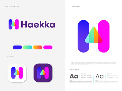 Haekka H letter logo design ।। Mountain modern logo abstract agency app brand branding identity branding business cards stationery corporate gradient graphic design designer h h logo h mark letter design logo designer logotype mountain mountain sun landscape nature sun sunset