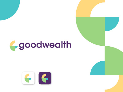 Modern Geometric Logo for goodwealth abstract abstract art app branding color curves design g letter logo geometric icon identity illustration logo logotype modern overlay colorful pattern sketch trending vector