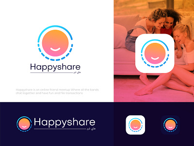 Modern App icon design for Happyshare app brand identity branding agency colorful logo creative logo eashin arafath flat logo friend logo mark identity designer illustration letter logo logo logo designer logotype love logo minimal logo modern logo symbol