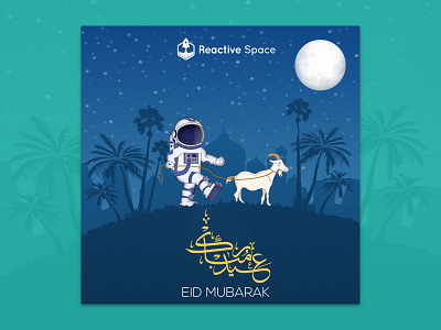 Eid Mubarak 2d art blue cartoon cartoon character character cute design drawing ecard eid goat greetings illustration moon muslim sketchbook vector