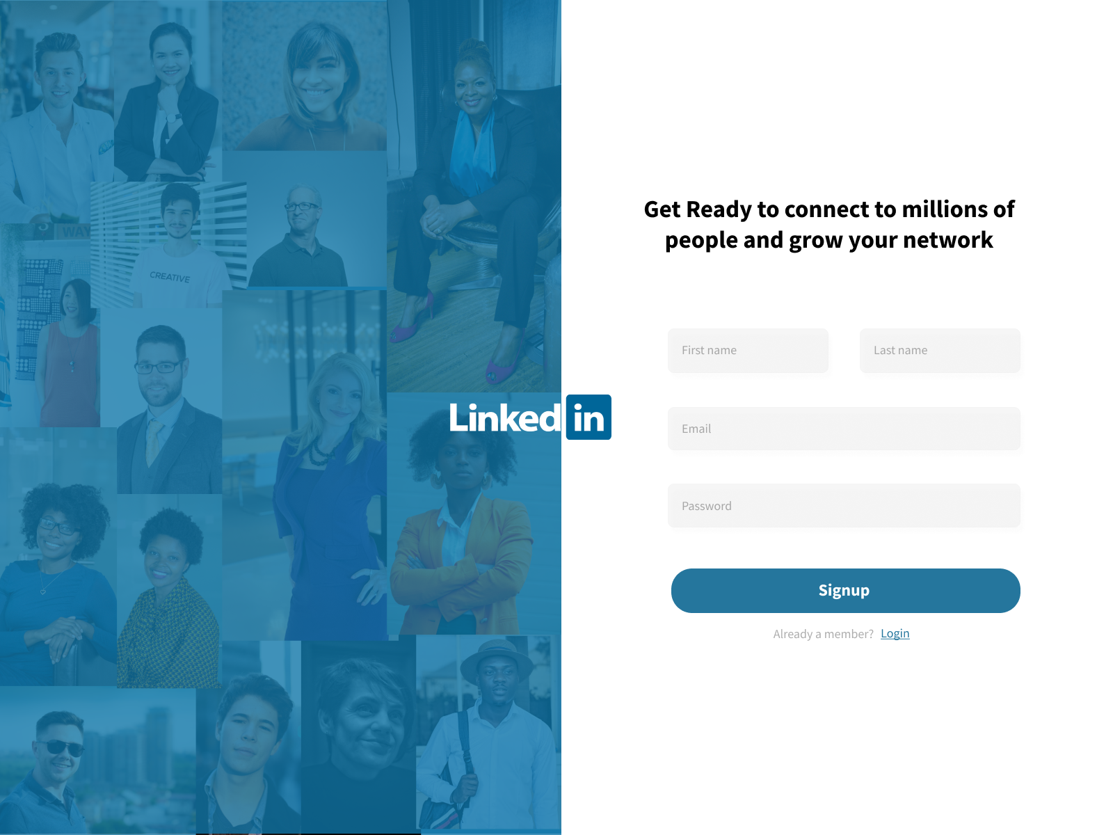 LinkedIn Login / Sign up Page  Login page design, Login design, Sign up  page