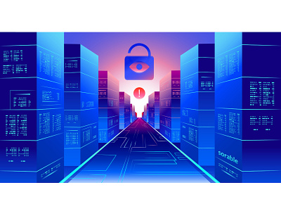 Cloud computing : Security branding cloud computing crm digital illustration illustration art server servers