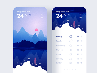 Weather App / ui & illustration agency app application art concept design flat graphics design illustration inspiration landscape minimalism nature ui user interface vector weather weather app webdesign