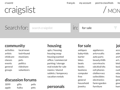 Craigslist re-design concept teaser flat form interface redesign register ui