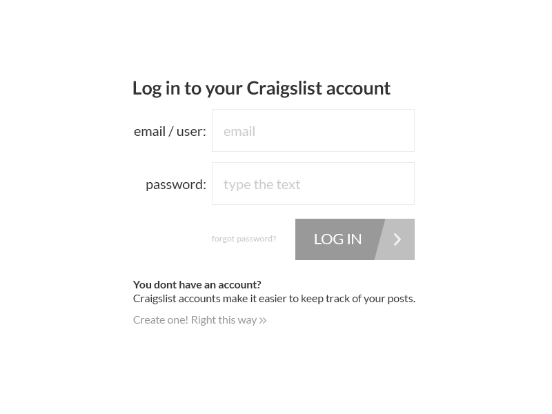 Craigslist log in button cta form interface login redesign ui