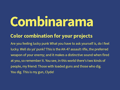 Combinarama - Text F4ED66 Background 2C3F77 background color colour combinarama combination design inspiration simple