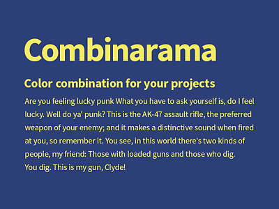 Combinarama - Text F4ED66 Background 2C3F77