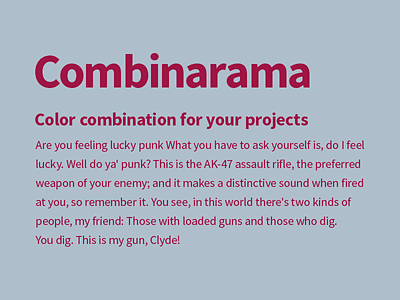 Combinarama Text 9F1444 Background AFBECB background color colour combinarama combination design inspiration simple