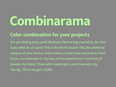 Combinarama Text B3FF9E Background 878787 background color colour combinarama combination design inspiration simple