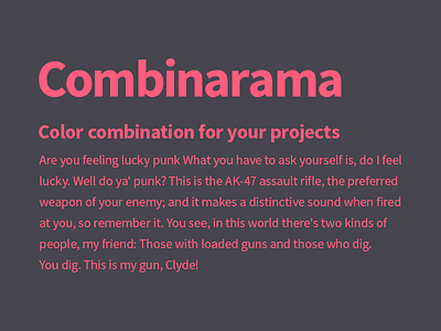 Combinarama Text FF5C7C Background 47464E background color colour combinarama combination design inspiration simple