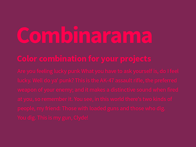 Combinarama Text FF004D Background 7E2553 background color colour combinarama combination design inspiration simple
