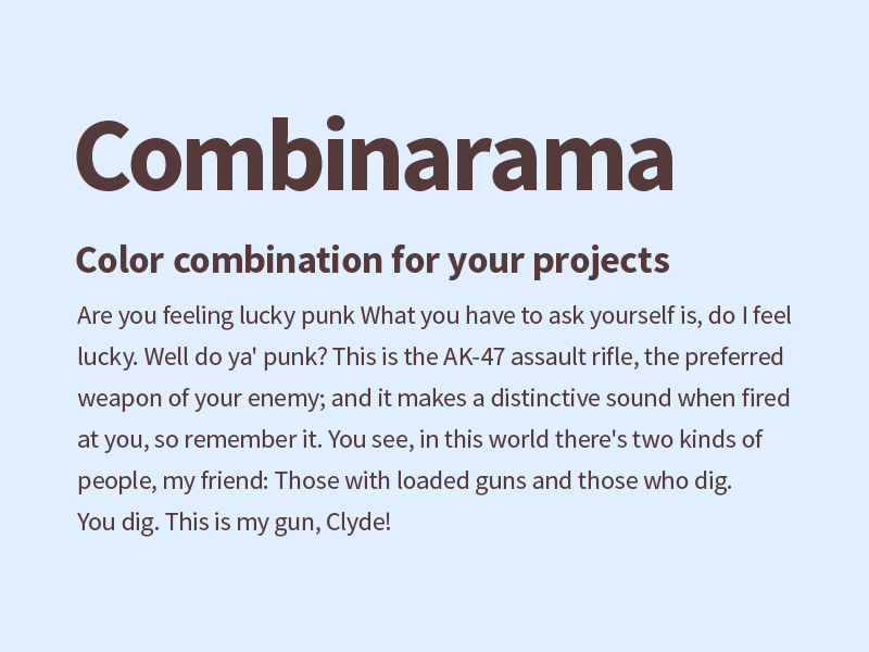 Combinarama Text 543A3A Background E1EEFF combinarama inspiration combination colour color background simple design