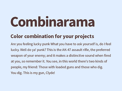 Combinarama Text 543A3A Background E1EEFF background color colour combinarama combination design inspiration simple