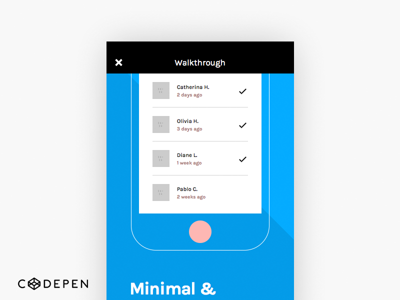 Invision Chat UI Screen 1-3 (codepen) share free code kit invision html css codepen chat ui
