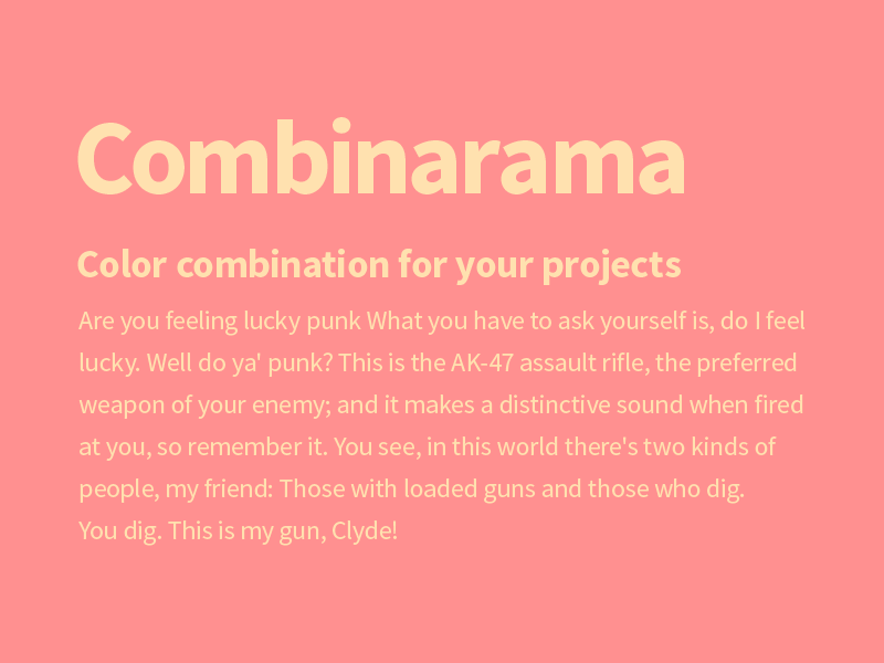 Combinarama Text FFE1AF Background FF9090 combinarama inspiration combination colour color background simple design