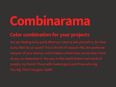 Combinarama Text FF2321 Background 343131 background color colour combinarama combination design inspiration simple