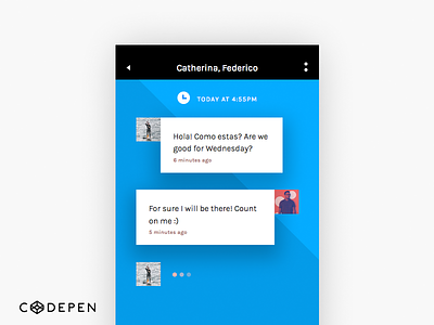 Invision Chat UI Screen 1-6 (codepen) chat code codepen css free html invision kit share ui