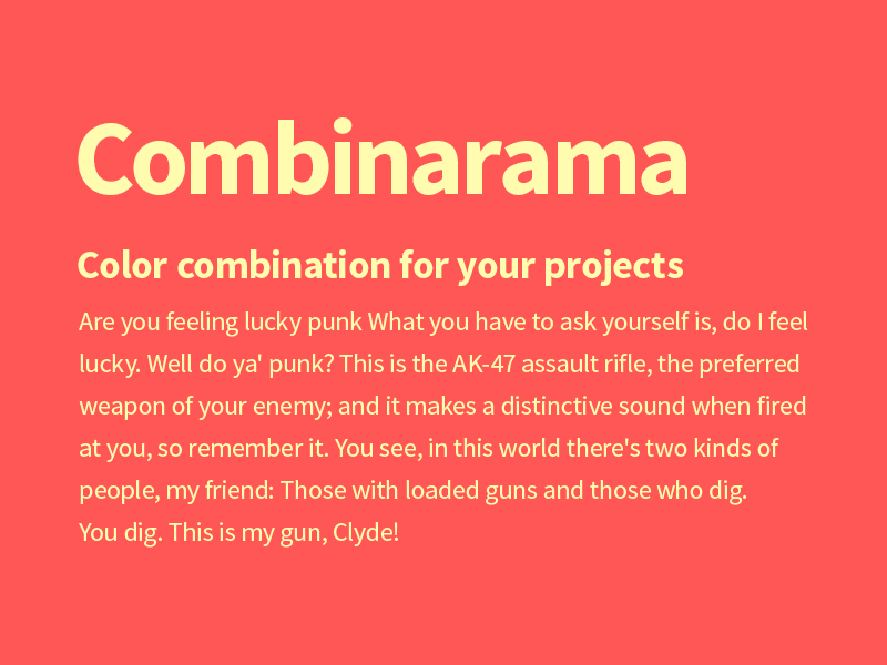 Combinarama Text FFFBAF Background Ff5656 combinarama inspiration combination colour color background simple design