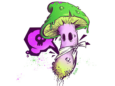Mushroom art character death design draw drawing flat graphic illustration illustrator ink drawing mushroom poison sticker