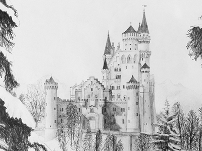 Neuschwanstein Castle drawing memories school technical