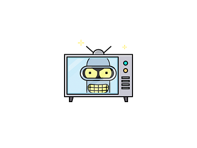 Bender in the TV bender flat futurama icon illustration line tv