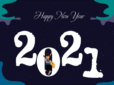 Happy new year 2021 design illustration illustrator lettering typography vector